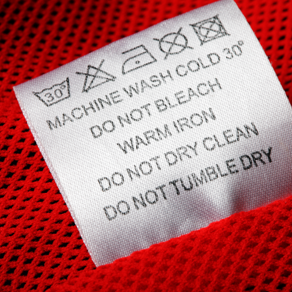 laundry care tag
