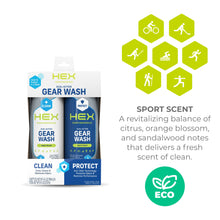 Load image into Gallery viewer, HEX Performance Dual-Action Gear Wash Kit (4 Loads) Sport Scent
